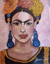 My Frida. ''adoration'' painting I did, my second one to share with you  Frida lovers. What an exceptional experience when I painted it. It felt  like I knew her. I have painted