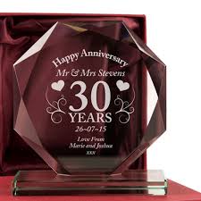 30 of the best 30th wedding anniversary gift ideas for your loved one. 30th Anniversary Personalised Engraved Glass Gift