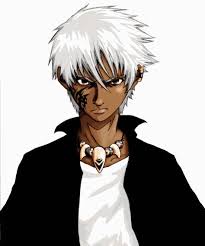 Black And White Hair Color Anime Pin By Cristian Fierro On Anime White Hair Dark Skin Anime Anime Characters Male