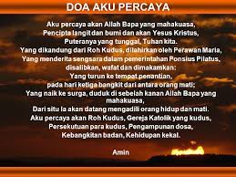 Dalam nama bapa dan putera dan roh kudus. Doa Agama Katolik Doa Aku Percaya