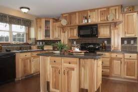 Hickory cabinets and range hood with smoky blue backsplash and. Hickory Kitchen Cabinets Ideas Inspiration Rustic Simple Kitchen Decor Diy Pinterest Hickory Kitchen Cabinets Hickory Kitchen And Kitchens