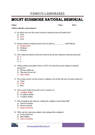Mount Rushmore National Monument Worksheet Geography Worksheets Social Studies Worksheets 1st Grade Worksheets