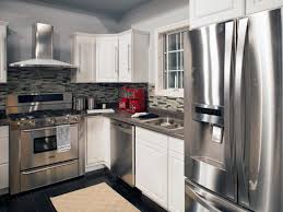 Appliances Cool Gray Kitchen With Stainless Steel Appliances Red Appliances Red Food Processor Grey Kitchen Cabinets Red Appliances Red Kitchen Appliances
