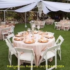 60 Round Table With White Resin Chairs Peach Linen Perfect Set Up For Your Wedding Peach Linens Canopy Frame Table Decorations
