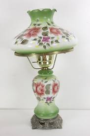 A round brass base has a decorative perforated rim in the middle. We Are Offering For Your Consideration A Vintage Student Style Hand Painted Electric Table Lamp With Umbrella Shaped Shade Lamp Unique Lamps Antique Lamps