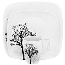 Black And White Corelle Dishes Corelle Square Timber Shadows 16 Piece Dinnerware Set Walmart Com Square Dinnerware Set Corelle Dinnerware Glass Dinnerware