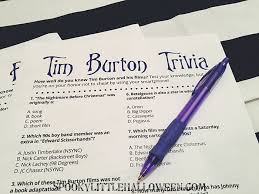 If you fail, then bless your heart. Halloween Game Tim Burton Trivia A Free Printable Spooky Little Halloween