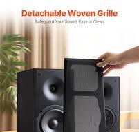 VEVOR - Passive Bookshelf Speaker, 300W, Book Shelf Stereo Speakers with  6.5-Inch Woofer and 1-Inch Tweeter, Detachable Grille - Black