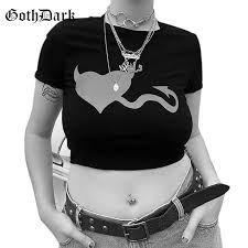 Shop top fashion brands sweatshirts at amazon.com free delivery and … Goth Dark Black Heart Devil Print Gothic Vintage T Shirts Women Harajuku Aesthetic Spring 2020 Grunge Punk Tshirt Egirl Emo Y2k Buy At The Price Of 8 15 In Aliexpress Com Imall Com