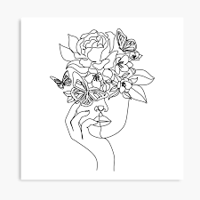 Flower In Woman Head Vector Line Illustration Line Drawing One Line Nature Face Nature Cosmetics Flower Icon M Abstract Floral Art Art Line Art Drawings