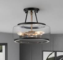 Modern Drum Glass Semi-Flush Mount