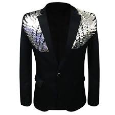 Black And White Coat For Boys Men S Wedding Sequin Wing Stage Clothes Premium Suit Jacket Blazer Coat Black Long Blazer Jacket Blazer Coat Mens Fashion Suits