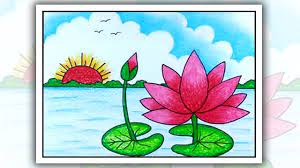 How To Draw A Water Lily Scenery Step By Step Art Drawings For Kids Colorful Art Projects Childrens Drawings