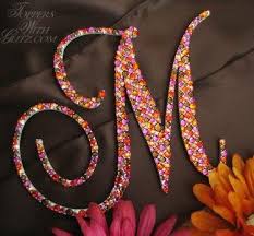 Single character m font in orange and yellow color alphabet. Sparkly Monogram Paper Flower Letters Flower Letters Monogram Letters