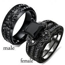 Couple Ring Black Stainless Steel 10k Black Wedding Ring Band Set For Men Women Wish Black Wedding Rings Wedding Ring Bands Set Wedding Ring Bands