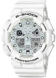 Five alarms, stopwatch, countdown timer, full auto calendar. Men S Casio G Shock Analog Digital White Watch Ga100mw 7a