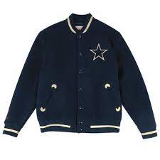 Dallas Cowboys Nfl Mitchell Ness Navy Blue In The Stands Throwback Varsity Jacket Jacket For Men L Varsity Jacket Mens Jackets Jackets