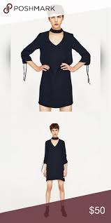 Zara Basics Black Long Sleeve Choker Mini Dress Xs Nwt Zara Black Choker Neck Long Sleeve Dress Black Dre Black Long Sleeve Dress Dresses Xs Black Long Sleeve