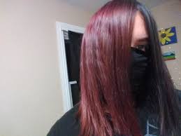 Comment any and i will respond. Black And Burgundy Half And Half Look Done Last Night Most Thorough Dye Done So Far Hairdye