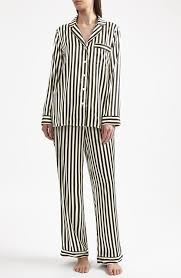 Black And White Striped Silk Pajamas Black White Stripe Silk Set Striped Pyjamas Pajamas Women Stripe Pjs