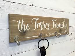 Personalized Natural Wood Key Holder Sign With Family Name Key Holder Diy Personalized Wooden Signs Barn Wood Crafts