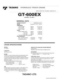 Truck Cranes Telescopic Boom Tadano Gt 600ex Specifications