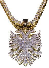 Harlembling Gold Solid 14k Albanian Kosovo Eagle Charm Chain Necklace Chain Necklace Albanian Eagle 14k Chain