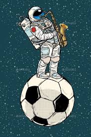 Astronaut Plays Saxophone On A Football Soccer Astronaut Illustration Retro Vector Illustration Astronaut Wallpaper