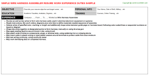 wire harness assembler resume sample