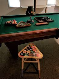 Item 12 Pool Table And Cue Rack Pool Decor Games Pool Table W Complete Set Of Balls 8 2 Lx54 Dx31 H W Good Spring Pool Decor Metal Chess Set Log Style
