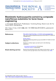 See our privacy policy for full details. Pdf Biomimetic Hydroxyapatite Containing Composite Nanofibrous Substrates For Bone Tissue Engineering