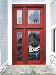 We custom build wood storm and screen doors ; Custom Glass Door With Hard Wood Combination