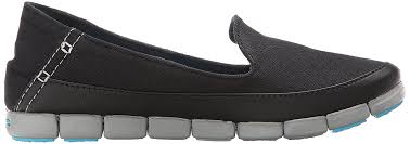 Crocs Womens Stretch Sole Skimmer Flat Black Light Grey