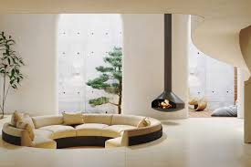 Creamy Home Interior With Curvaceous Staircase Design Courtyard Freewatchol Home Design