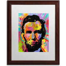 Trademark Fine Art "Abraham Lincoln IV" Canvas Art by Dean Russo, White  Matte, Wood Frame