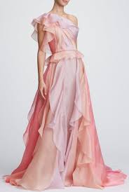 Marchesa M24823 Pastel One Shoulder Silk Organza Evening Gown Poshare Organza Gowns Evening Gowns Gowns