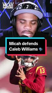 @Micah Aaron Parsons reacts to the Caleb Williams critcism 🗣️  #micahparsons #dallascowboys #uscfootball #calebwilliams #collegefootball
