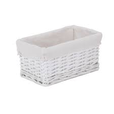 Check spelling or type a new query. White Wicker Cotton Lined Storage Basket The Willow Basket
