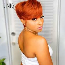Pixie Cut Lace Front Wig Ginger Orange Bob Lace Peruca Human Wigs For Women  Straight Short Bob Wig T Parte Da Peruca Z0613 De $172,45