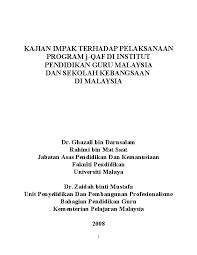 Doc Kajian Impak Terhadap Pelaksanaan Program J Qaf Di Institut Pendidikan Guru Malaysia Dan Sekolah Kebangsaan Di Malaysia Dr Ghazali Darusalam Academia Edu