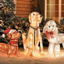 Pre Lit Tinsel Dogs Christmas Decorations Christmas Decorations Outdoor Christmas Decorations Beautiful Christmas Decorations