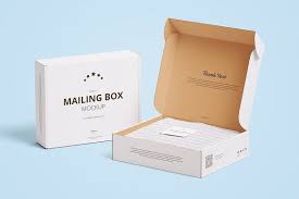 Two mockups showing a closed and open mailing box. Shipping Mailing Box Mock Up Creative Photoshop Templates Creative Market