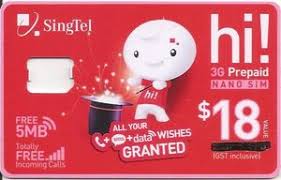 The default pin number is 1234. Phonecard Singtel Hi 3g Prepaid Nano Sim 18 Mobile Singapore Singapore Singapore Telecom Gsm Sim Col Sg Sgt Gsm 0010