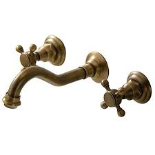 Beelee Wall Mount Double Handles 3 Hole Widespread Bathroom Sink Faucet Antique Brass Finish Wall Mount Faucet Bathroom Sink Faucets Bathroom Sink