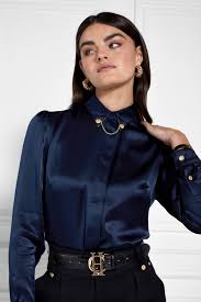 Silk Gold Chain Shirt Sapphire Blue Holland Cooper