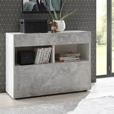 Son verni satiné est cuit au four pour une résistance maximale. Buffet Blanc Gris Design Buffet 110 Cm Petit Bahut Laque Blanc