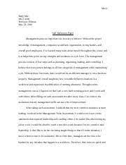 Find out how to structure this kind of the article contains detailed instructions on how to write a reflective paper. Self Reflection Paper Mgt 3120 Mai 1 Betty Mai Mgt 3120 Professor Tillman Self Reflection Paper Management Plays An Important Role In Every Workforce Course Hero