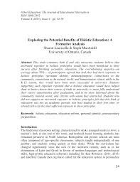 Pdf Exploring The Potential Benefits Of Holistic Education A Formative Analysis