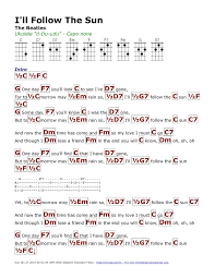 2 To The 1 To The 1 To The 3 Lyrics I Ll Follow The Sun The Beatles Ukulele Chords Songs Lyrics And Chords Online Guitar Lessons