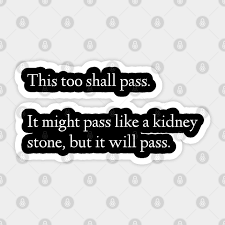 Affordable and search from millions of royalty free images, photos and vectors. This Too Shall Pass It Might Pass Like A Kidney Stone But It Will Pass Humor Sticker Teepublic
